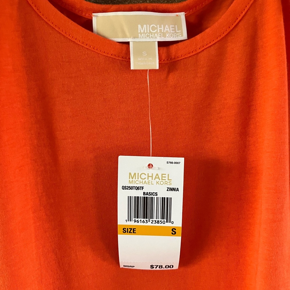 💫HOST PICK💫Michael Kors Orange Cold Shoulder Top Size Small or Large - Picture 5 of 6